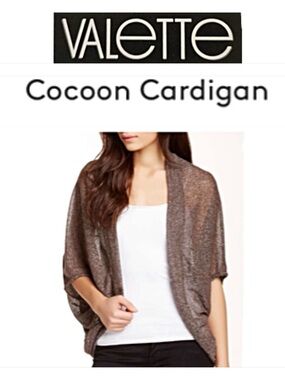 Nordstrom VALETTE Brown Metallic Shimmer SHRUG COCOON CARDIGAN; Open Knit Large